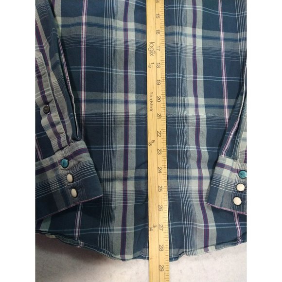 American Eagle Outfitters Vintage Fit Pearl Snap Western Button Down Medium Blue - Picture 4 of 9